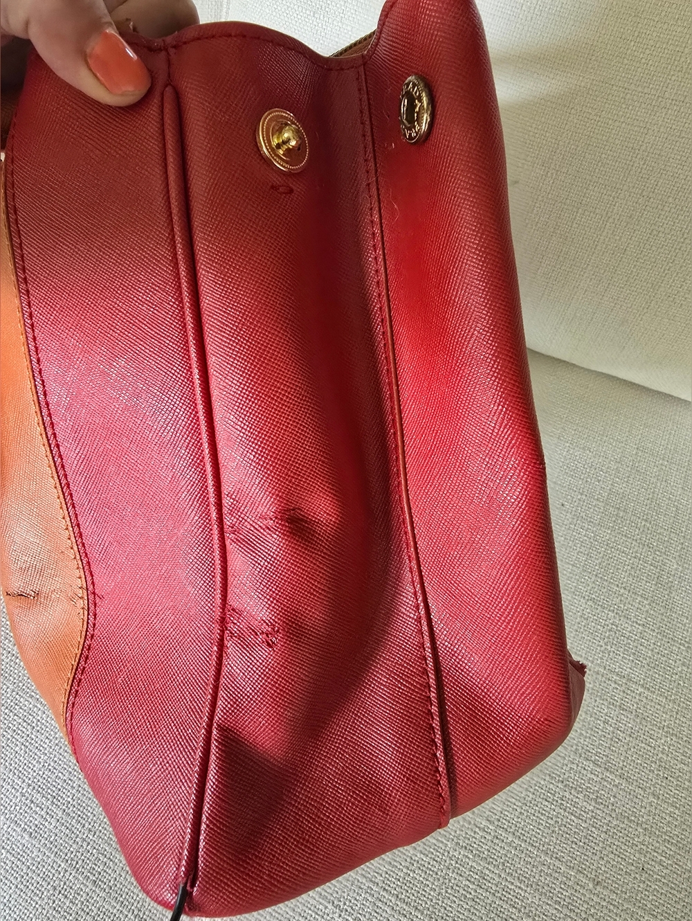 Prada bicolor saffiano leather tote bag w crossbody strap - Picture 4 of 16